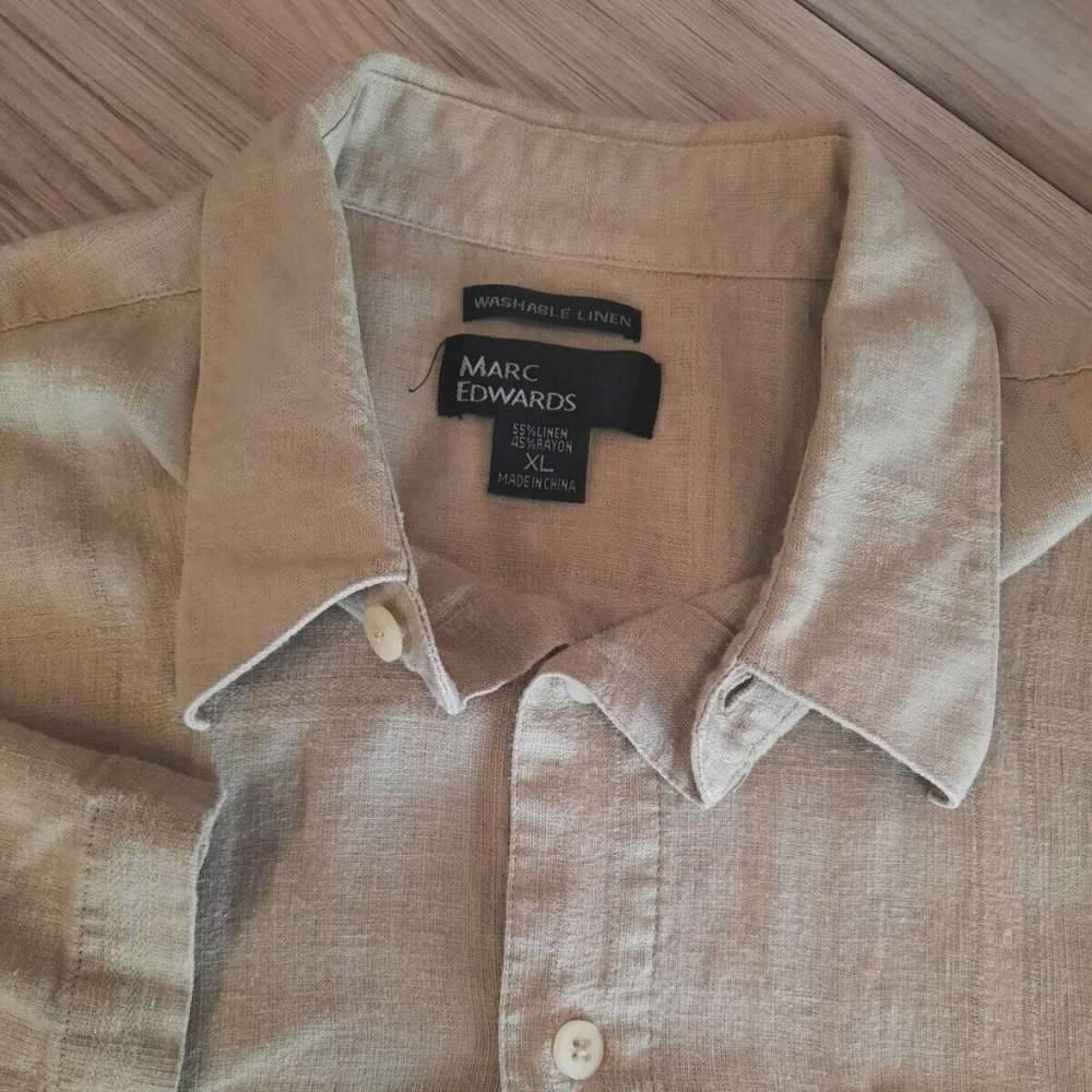 Marc Edwards Men's XL Beige Short Sleeve Button Front Shirt